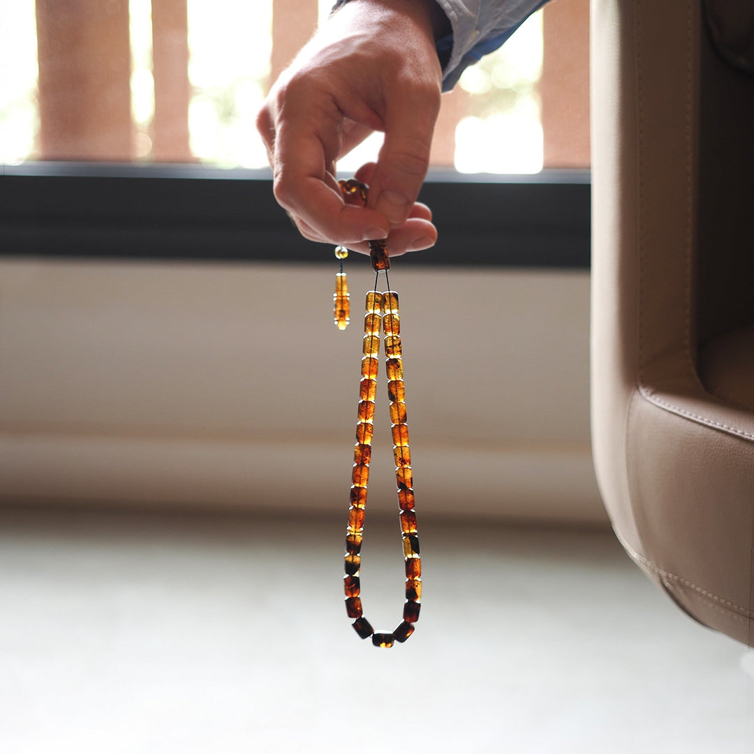 Mastercrafted Natural Amber Capsule Cut Tasbeeh – WATD513