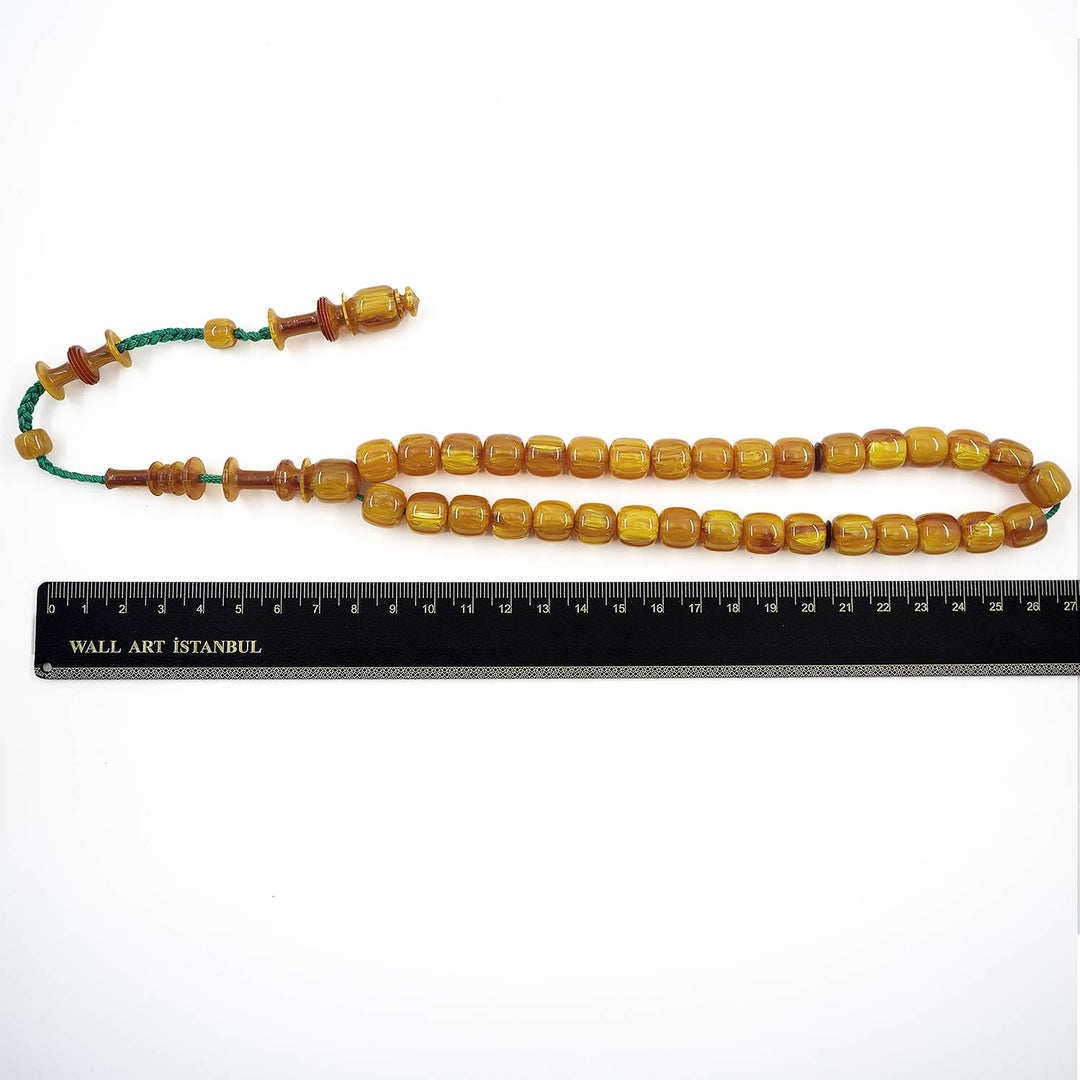 Ottoman-Style Pressed Amber Tasbeeh – WATD551