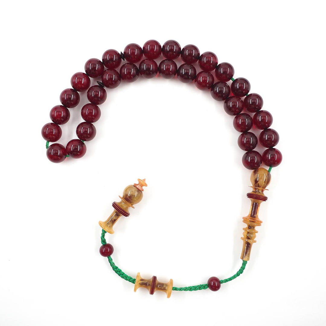 Ottoman-Style Pressed Amber Sphere Cut Tasbeeh – WATD555