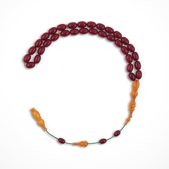 Ottoman Style Pressed Amber Egg Cut Tasbeeh - WATD578