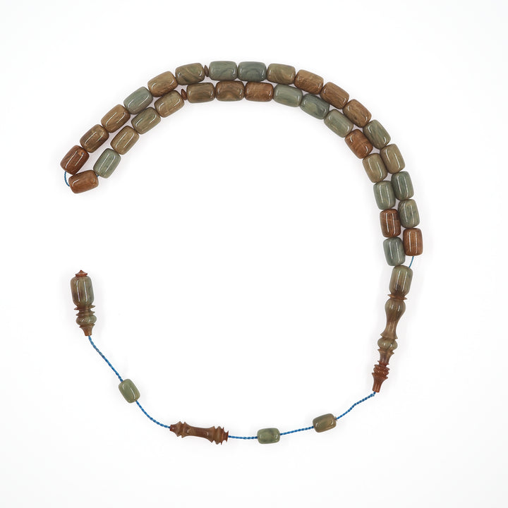 Capsule Cut Pressed Amber Tasbeeh - WATD579