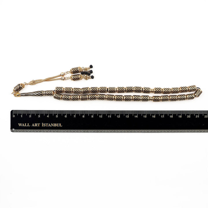 Brass Cage Enameled Tasbeeh with Silver Tassel – WATD589