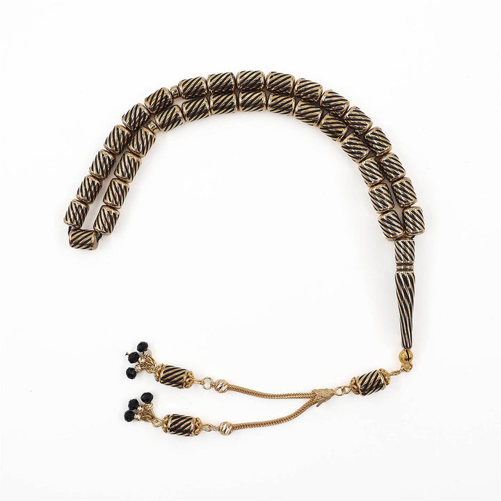Brass Cage Enameled Tasbeeh with Silver Tassel – WATD589