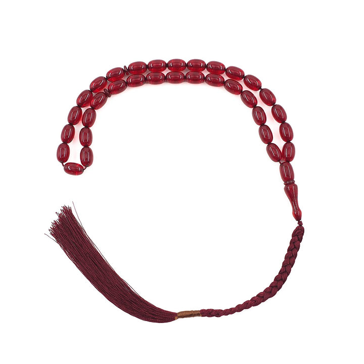 Capsule-Cut Pressed Amber Tasbeeh – WATD598
