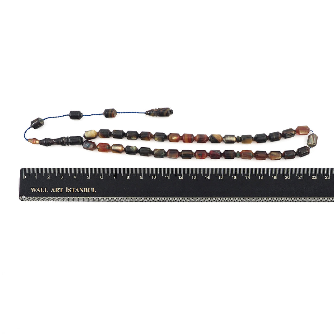 Pointed Capsule Cut Pressed Amber Tasbeeh - WATD611