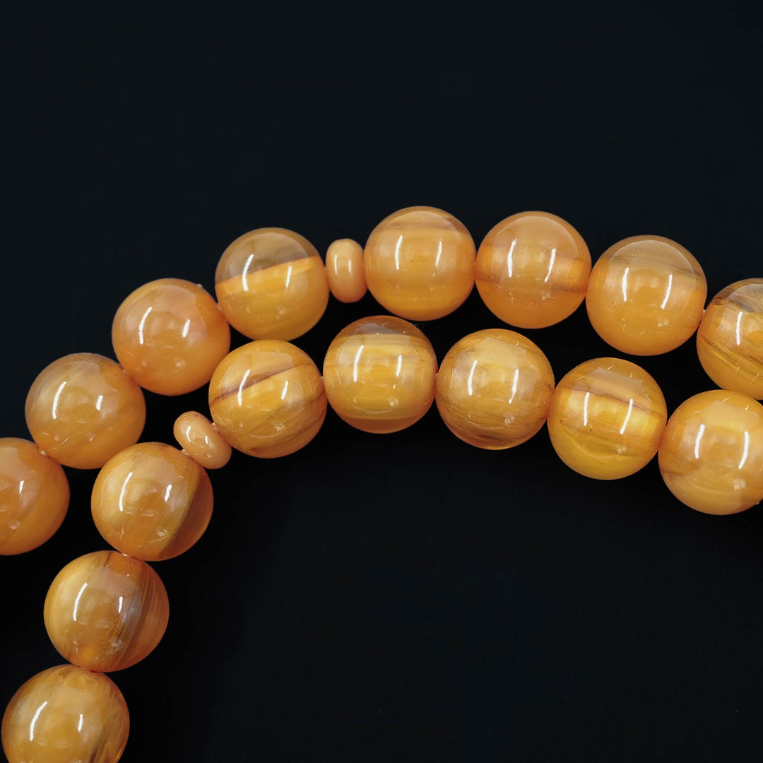 Ottoman Style Sphere Cut Pressed Amber Tasbeeh - WATD617