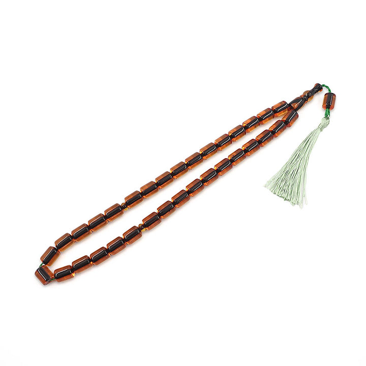 Ottoman Style Barrel Cut Fire Amber Tasbeeh - WATD619