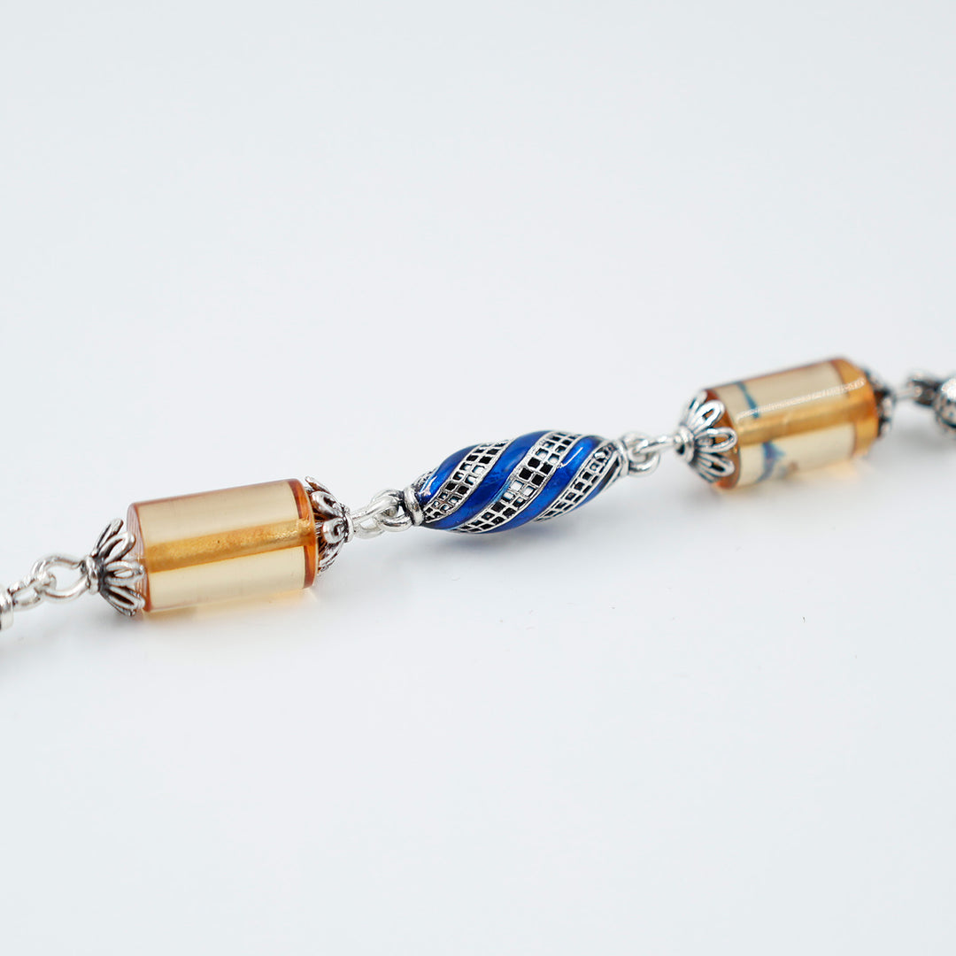 Fire Amber Tasbeeh with Silver Tassel – WATD659