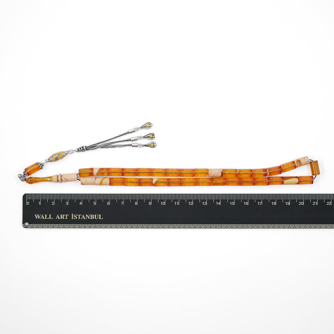 Fire Amber Tasbeeh with Silver Tassel – WATD660