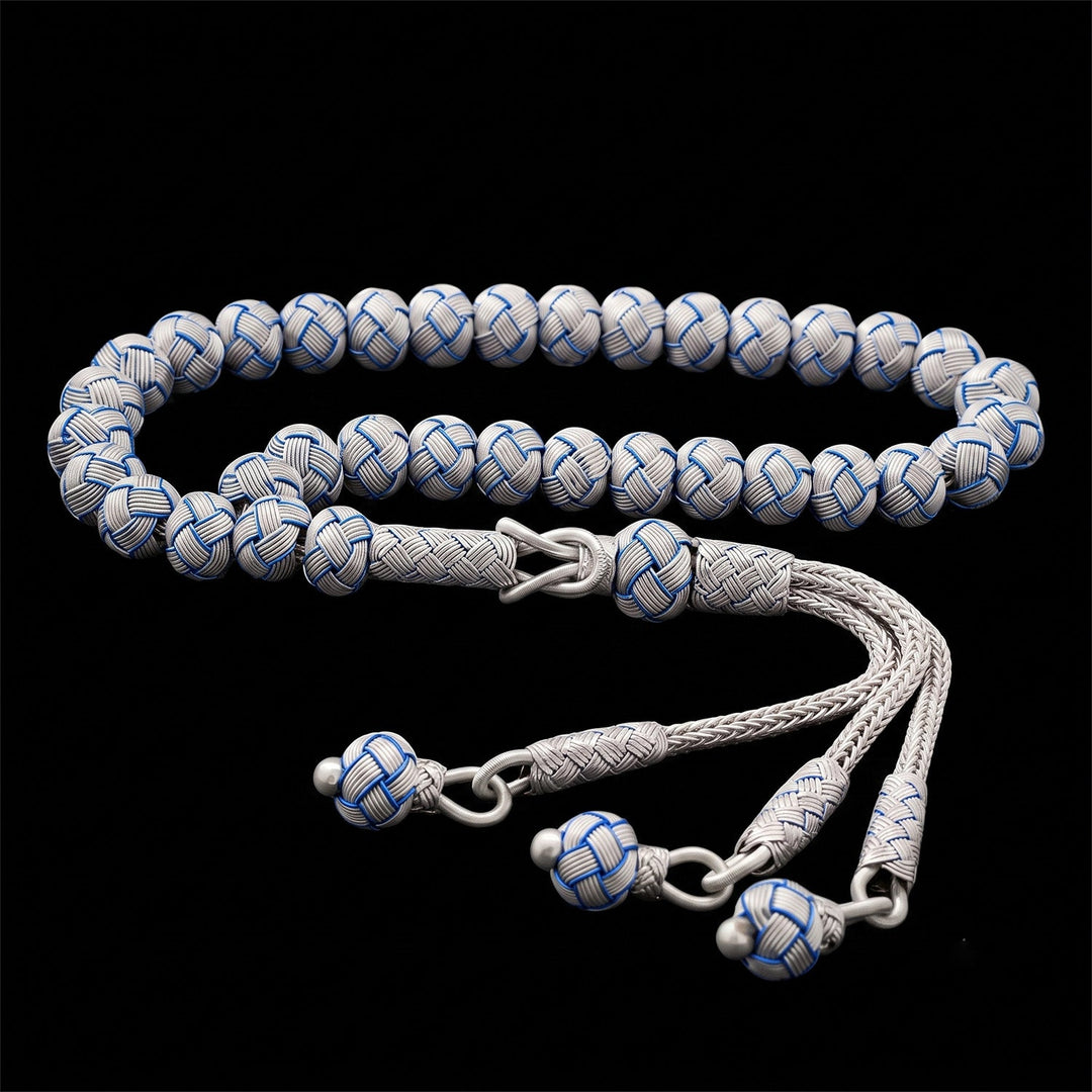 Handwoven 1000-Fineness Silver Kazaziye Tasbeeh – WATD702