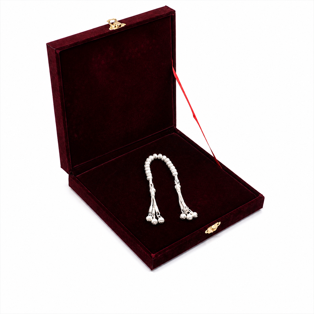 Handwoven 1000-Fineness Silver Zaza-Style Kazaziye Tasbeeh – WATD705