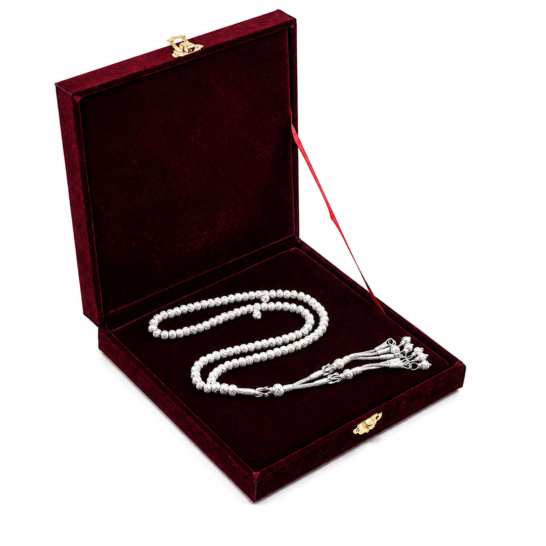 Handwoven 1000-Fineness Silver Kazaziye Tasbeeh – WATD706