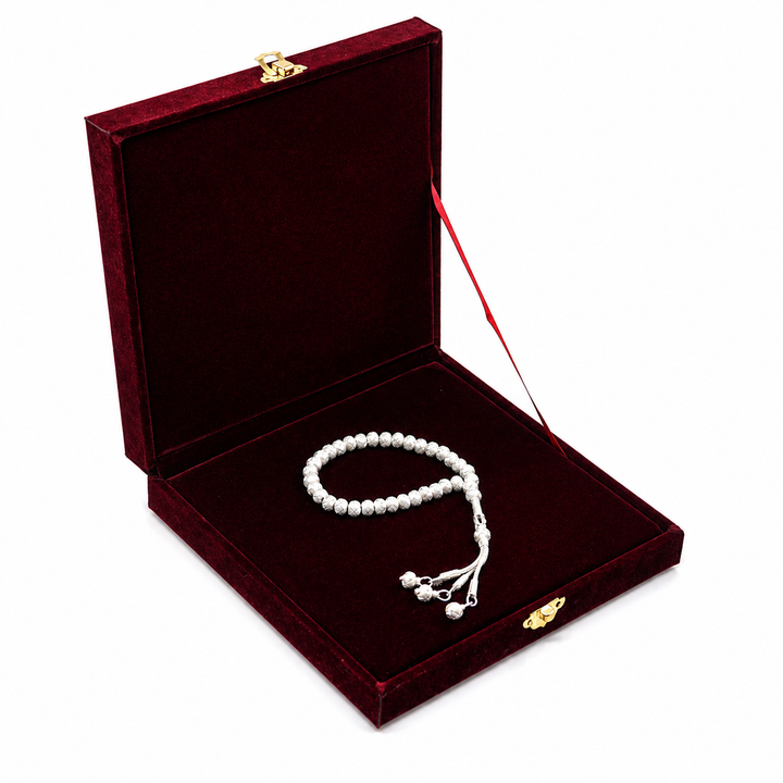 Handwoven 1000-Fineness Silver Kazaziye Tasbeeh – WATD703