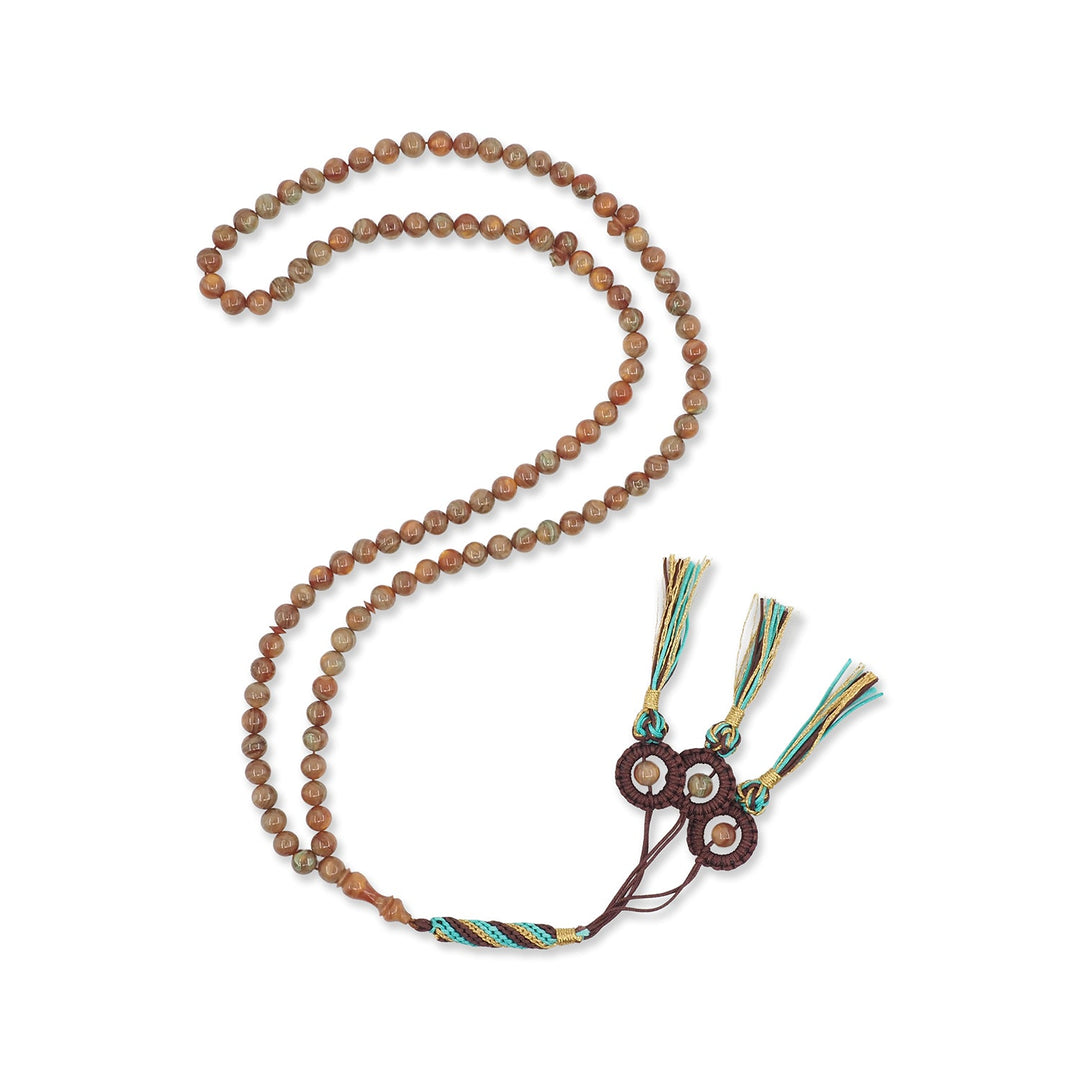 Macramé-Woven 99-Bead Round-Cut Catalin Tasbeeh - WATD794