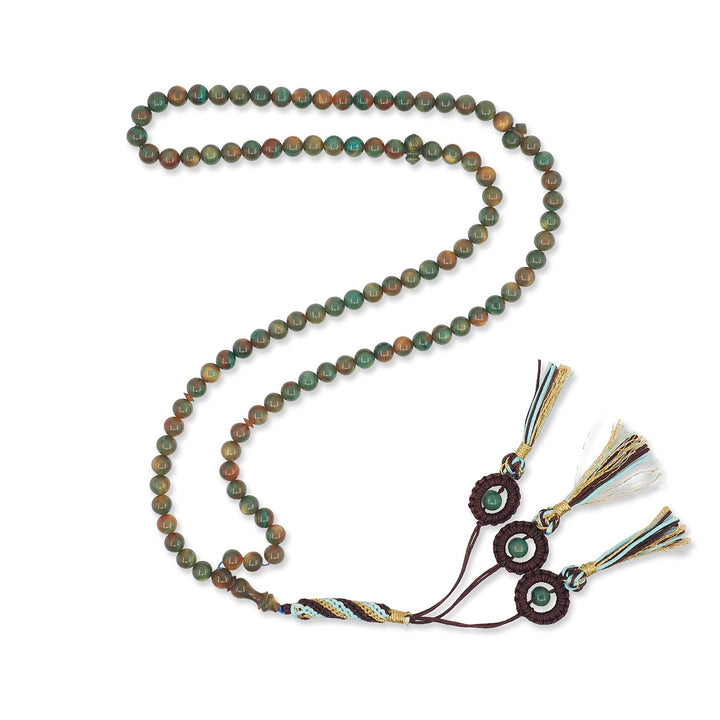 Macramé-Woven 99-Bead Round-Cut Catalin Tasbeeh - WATD795