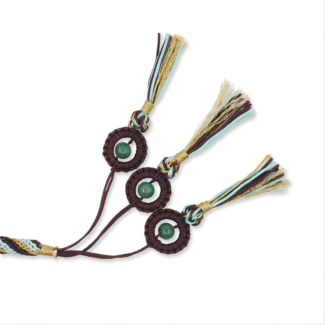 Macramé-Woven 99-Bead Round-Cut Catalin Tasbeeh - WATD795