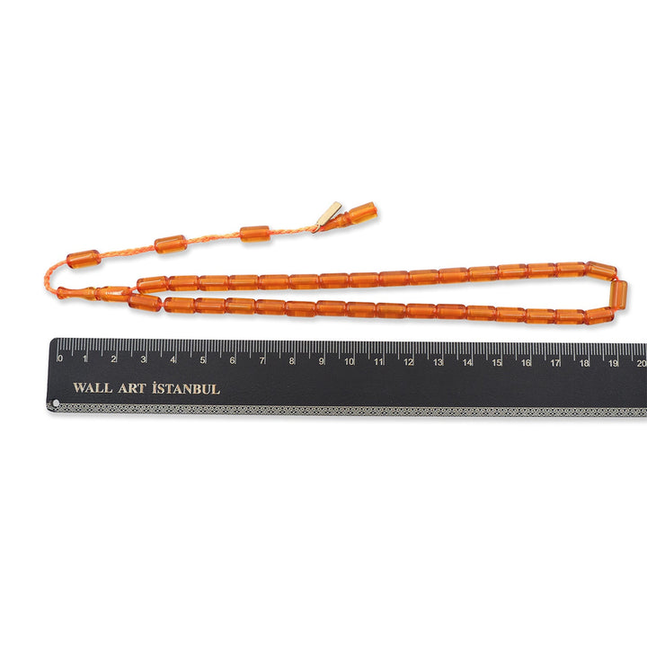 Masterfully Crafted Faceted-Cut Fire Amber Tasbeeh with System-Cut Tassel - WATD809
