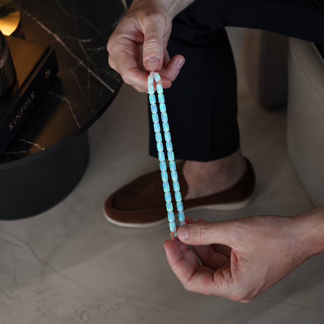 Masterfully Crafted Opal Capsule-Cut Tasbeeh - WATD814