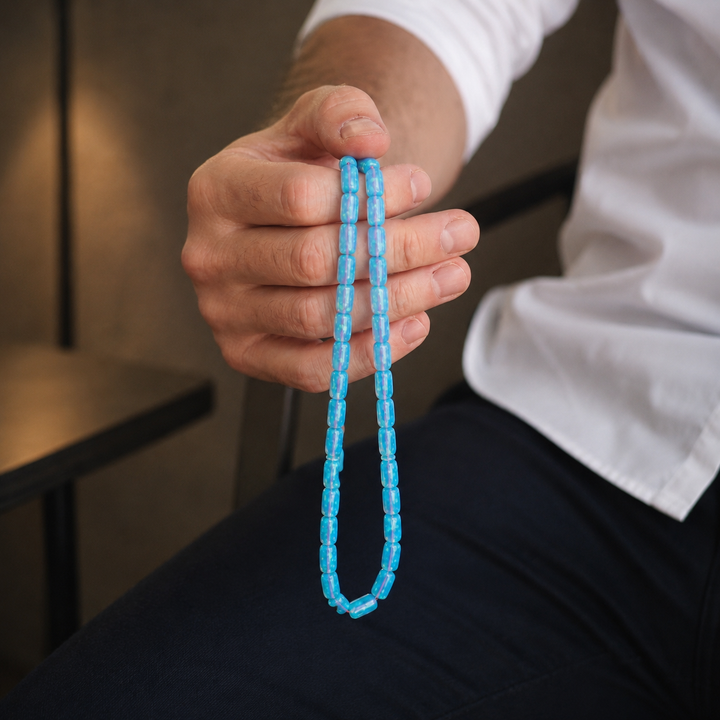 Masterfully Crafted Glittered Opal Capsule-Cut Tasbeeh - WATD819