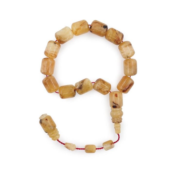 Oversized Capsule-Cut Natural Amber Tasbeeh (Small Size) - WATD833
