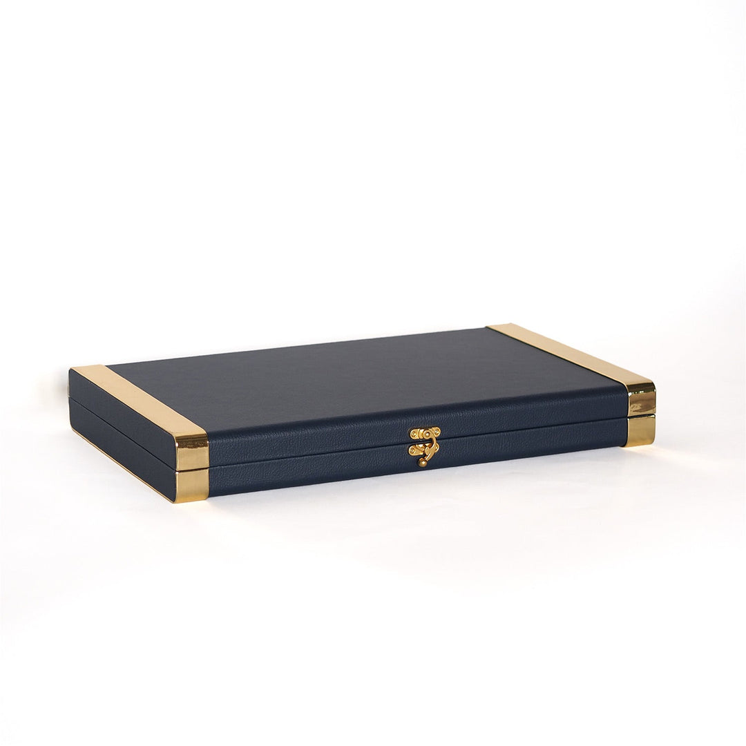 Exclusive 14-Piece Collectible Tasbeeh Set (with Navy Blue Leather-Covered Wooden Case) - WATD834