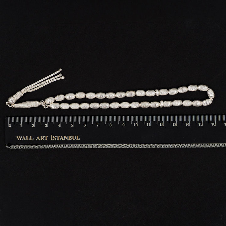 Oval-Cut 925 Sterling Silver Tasbeeh - WATD858