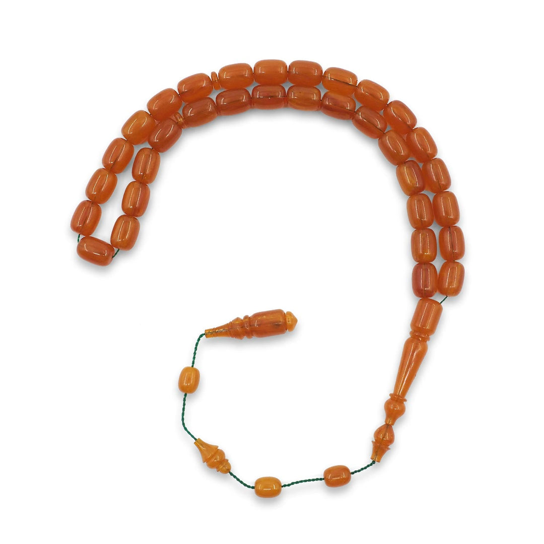 Master-Crafted Dry-Turned Capsule-Cut Pressed Amber Tasbeeh with System Tassel - WATD866