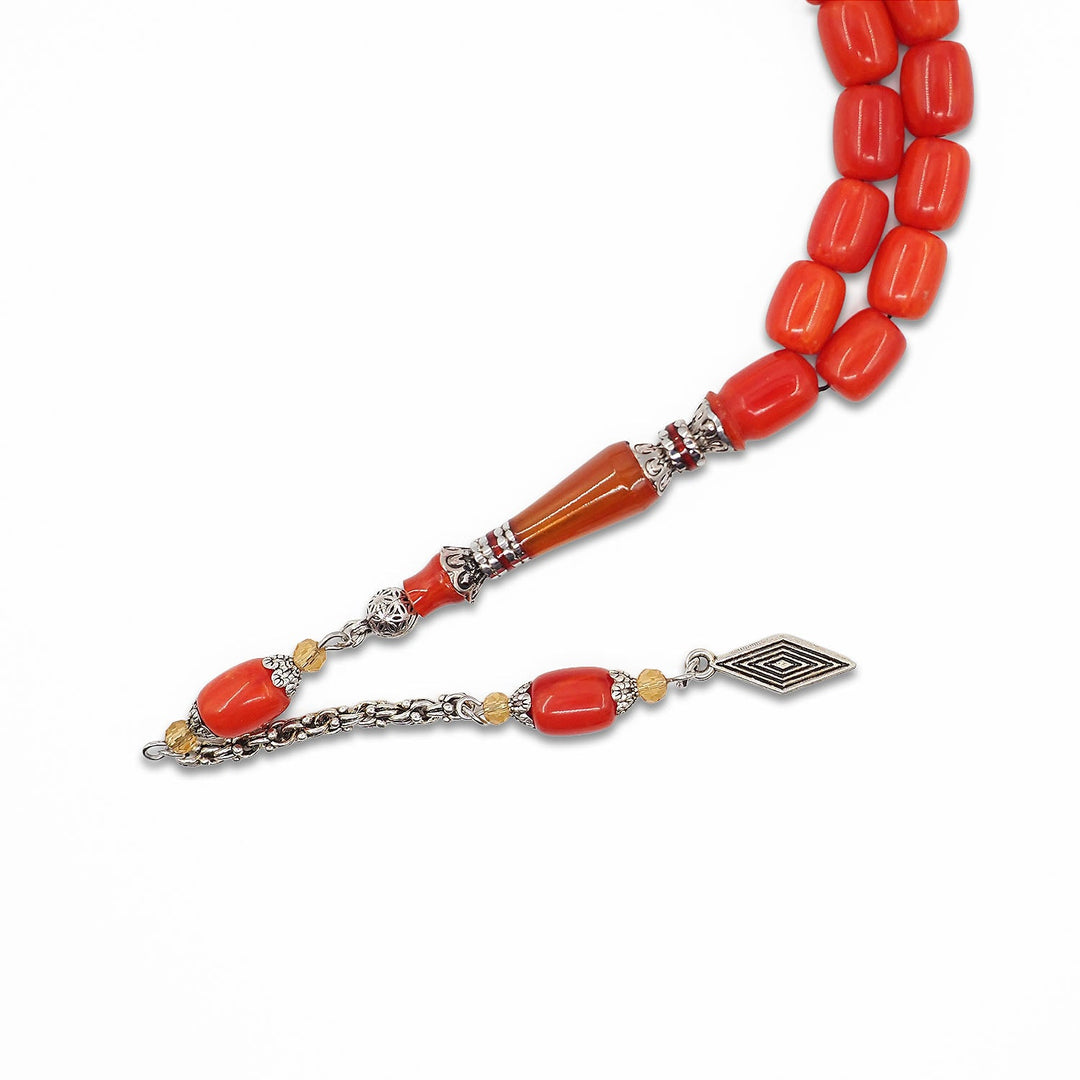 Pressed Amber Tasbeeh with Engraved Imame &amp; Special Tassel - WATD933