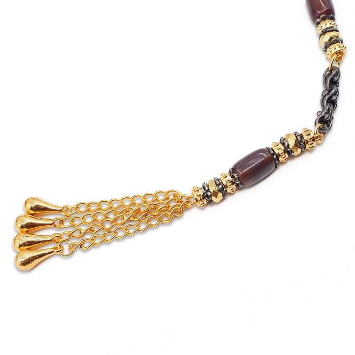 Pressed Amber Tasbeeh with Capsule-Cut Beads &amp; Tassel - WATD947