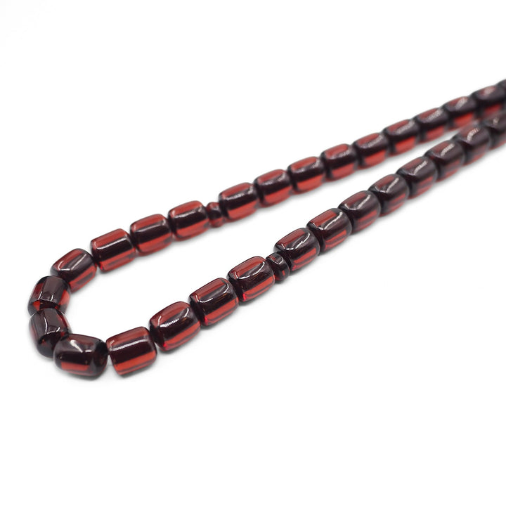 Fire Amber Tasbeeh with Lead-Detailed Nakkash Imam Bead - WATD964