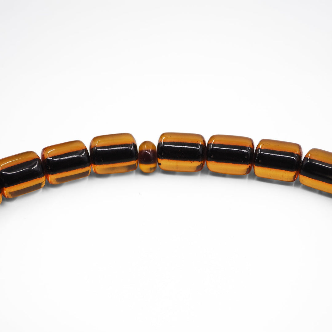 Fire Amber Tasbeeh with Lead-Detailed Nakkash Imam Bead - WATD965