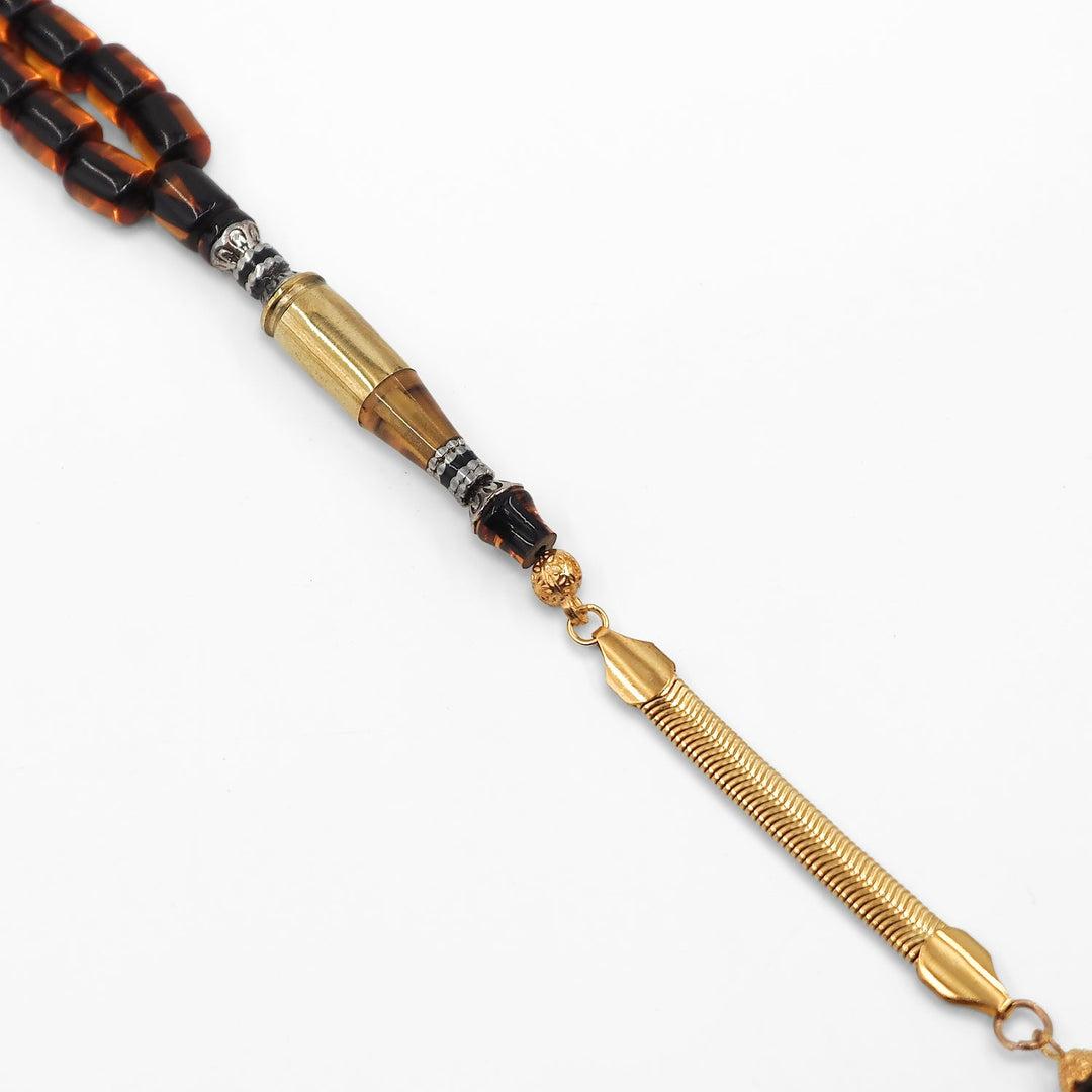 Fire Amber Tasbeeh with Lead-Detailed Nakkash Imam Bead - WATD965