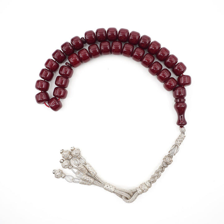 Wind Rose Pressed Amber Tasbeeh with Kazaz Tassel - WATD970