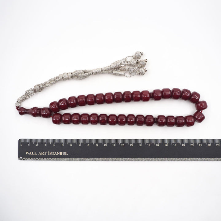 Wind Rose Pressed Amber Tasbeeh with Kazaz Tassel - WATD970