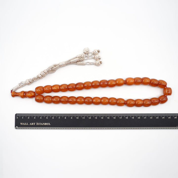 Wind Rose Pressed Amber Tasbeeh with Kazaz Tassel - WATD971