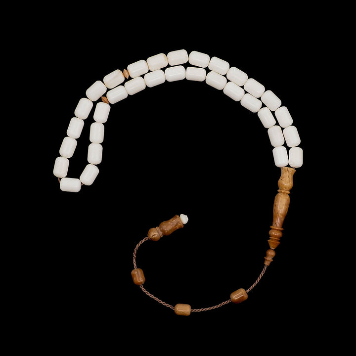 Capsule-Cut Camel Bone Tasbeeh with Kuka Wood Accents - WATD983