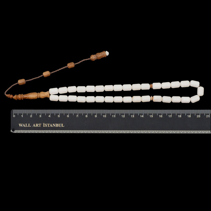 Capsule-Cut Camel Bone Tasbeeh with Kuka Wood Accents - WATD983