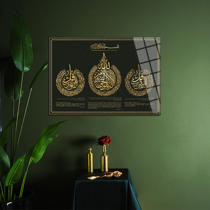 Ayatul Kursi, Surah An-Nâs and Surah Al-Falaq Islamic Glass Art - WTC065