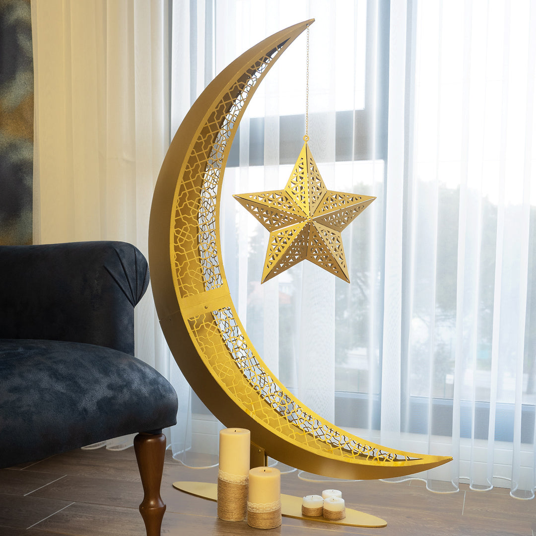 Croissant de lune en métal 3D Décor islamique - WAMH110