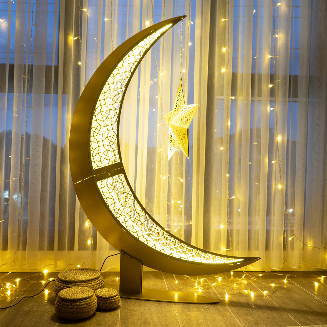 Croissant de lune en métal 3D Décor islamique - WAMH110