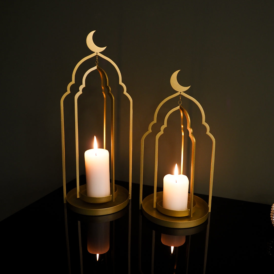 Islamischer Kerzenständer aus Metall, 2 Stück - WAMH145