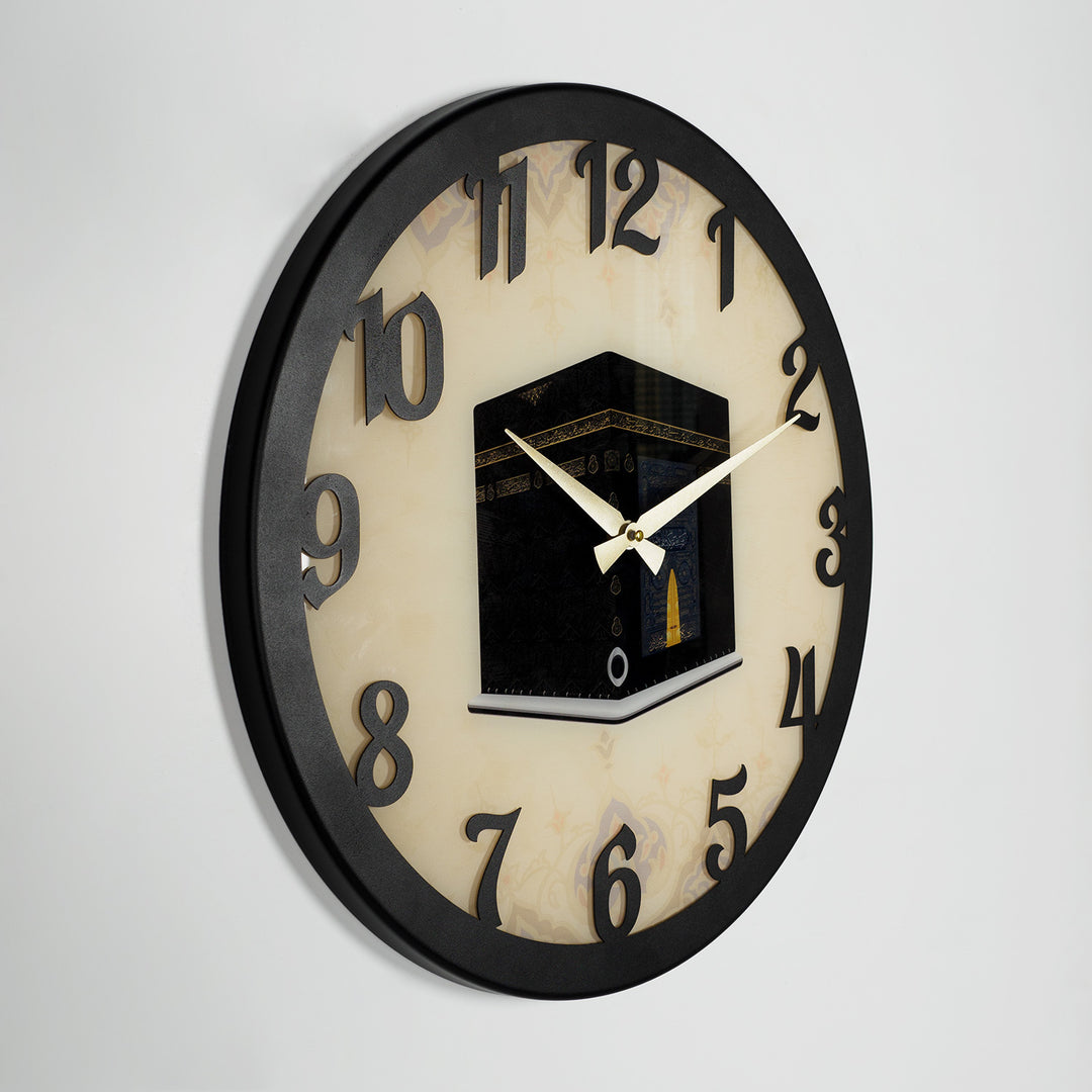 Horloge murale en métal Kaaba Shareef - recouverte de plexiglas - WAMS018