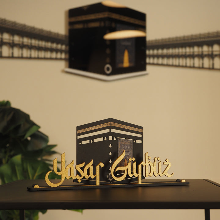 Décor de table islamique en métal personnalisé avec silhouette Kaaba - WAMH140