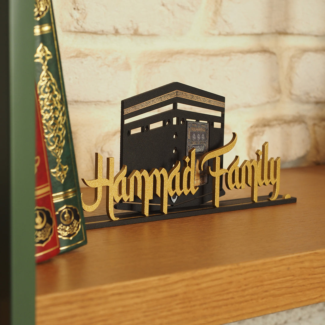 Personalisierte islamische Tischdekoration aus Metall mit Kaaba-Silhouette – WAMH140