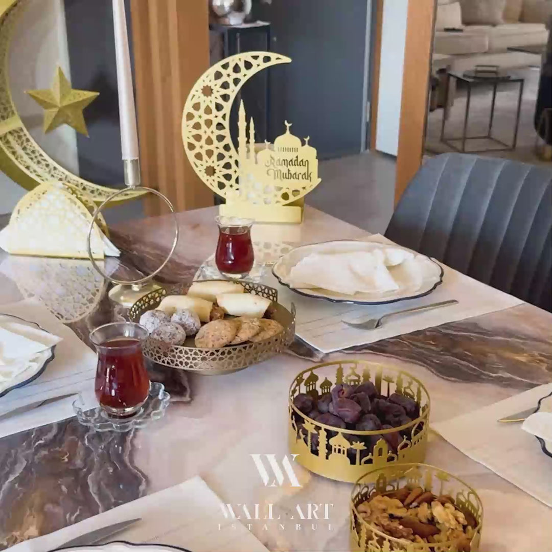 Metal Tray Set of 3 with Mosque Pattern - WAMH127