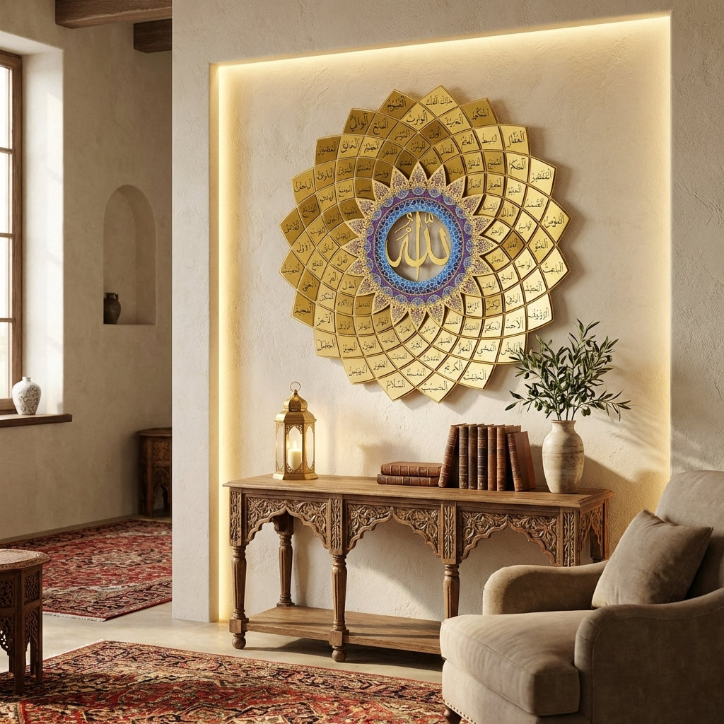 3D Metal 99 Names of Allah Islamic Wall Art (Asmaul Husna) - WAM173