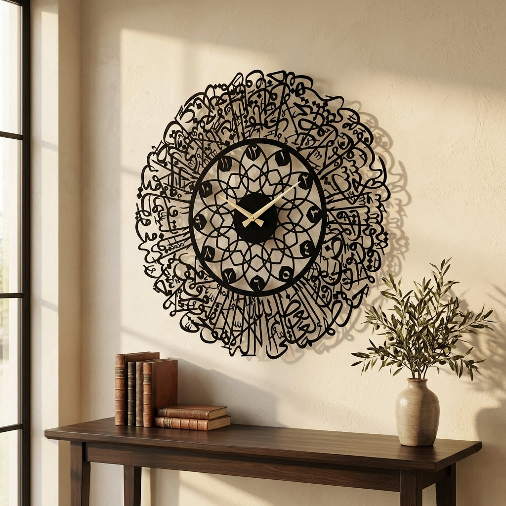 Ayatul Kursi Written Metal Wall Clock - WAMS011