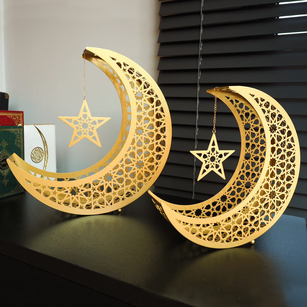 Mondsichel Metall islamischen Dekor Satz von 2 - WAMH106