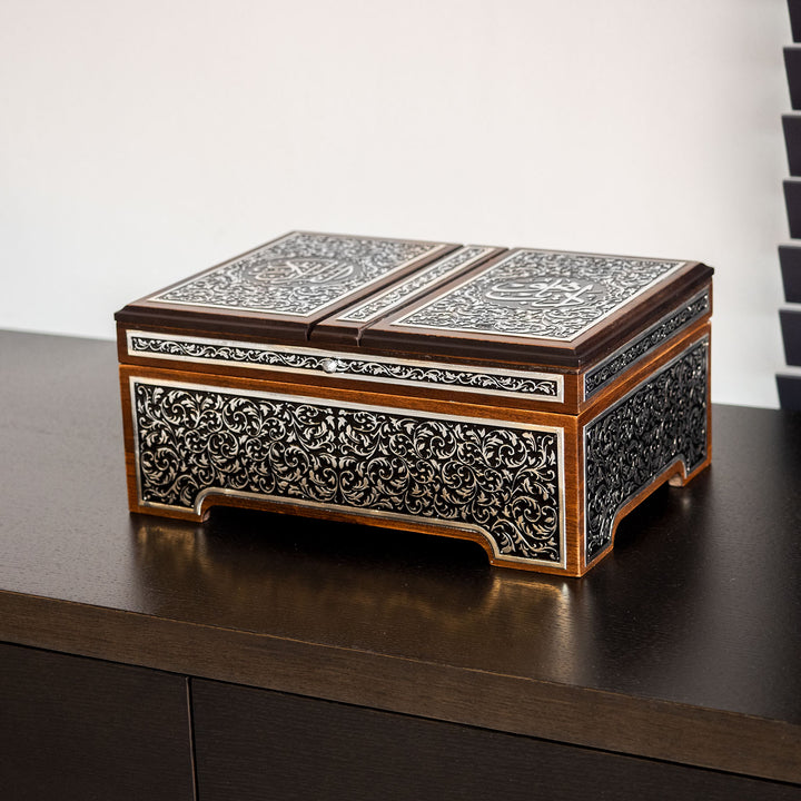 Premium Quran Stand and Quran with Silver Engravings - WAP014