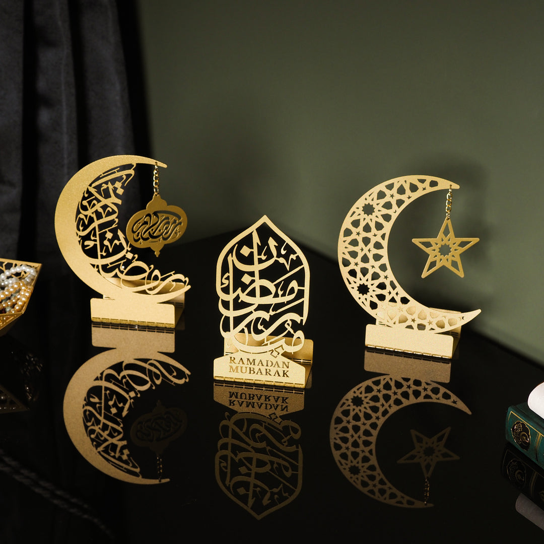 Islamic Home Decor - Ramadan Mubarak Set of 3 Metal Candle Holder